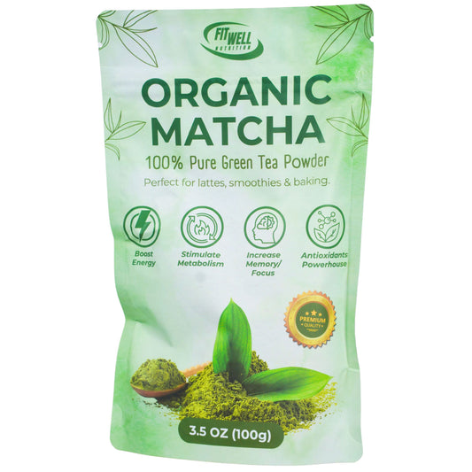 FitWell Organic Matcha Green Tea Powder, 3.5 oz