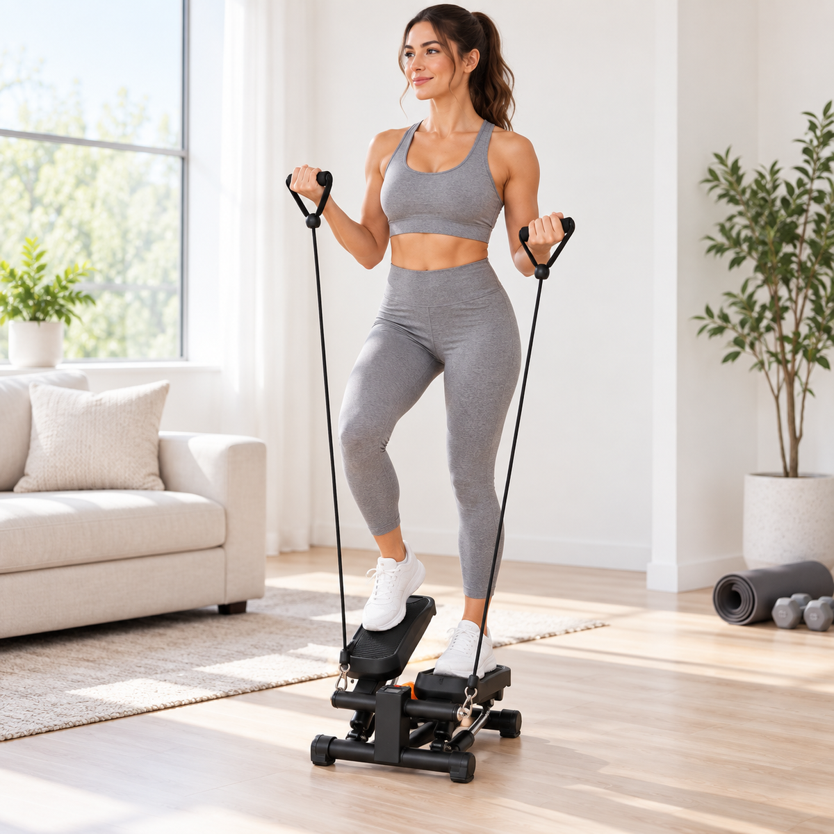 Mini Stepper with Resistance Bands - 330lb weight capacity