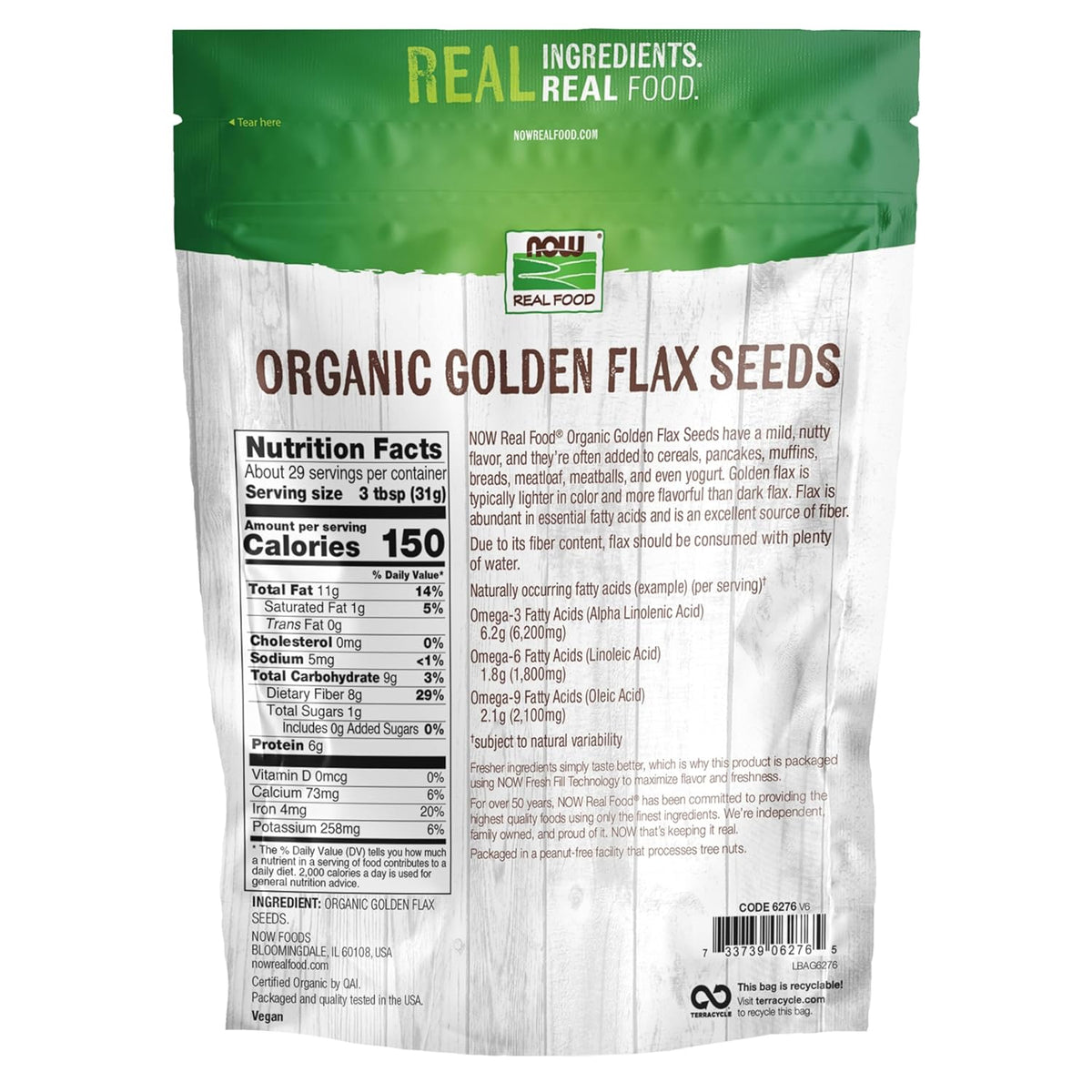 NOW Golden Flax Seeds 2lb