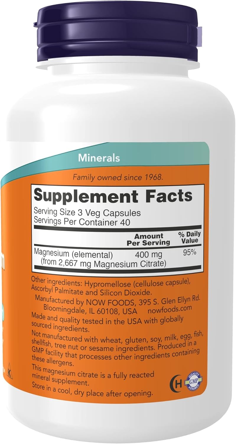 Now Magnesium Citrate 120vcaps