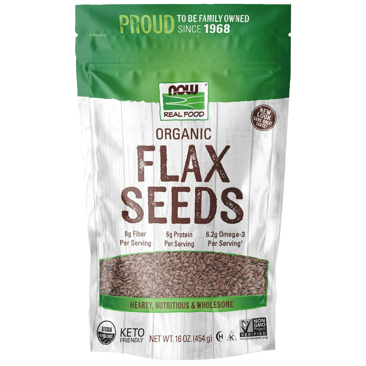 Now Organic Flax Seeds 16oz