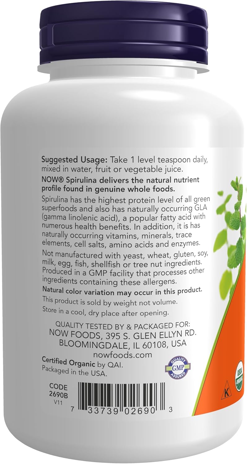 Now Organic Spirulina Powder 4oz