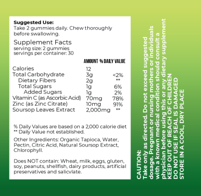 Fit Well Sour Sop Gummies - 60ct Green Apple Flavor
