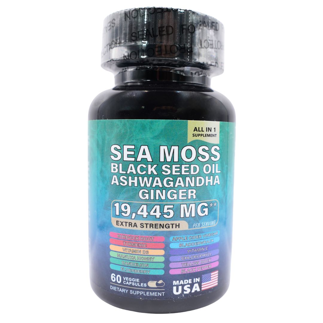 garden veggies and sea moss black seed oil ashwagandha Sea Moss, Black Seed Oil, Ashwagandha, Ginger Pills 19,445 mg, 60ct