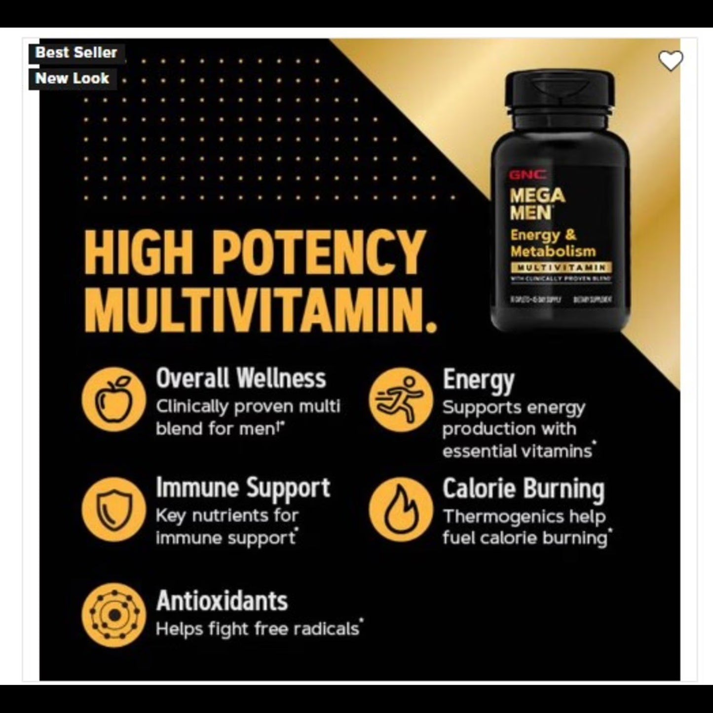 GNC Mega Men Energy & Metabolism Multivitamin 180ct