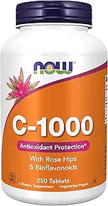Now Vit C 1000 250ct Rose Hips + Bioflavanoids