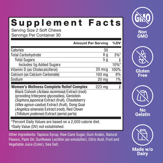 Force Factor Women's Menopause Relief- 60 soft chews - Mixed Berry