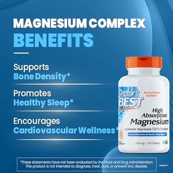 Doctor's Best High Absorption Magnesium -Lysinate Glycinate capsules 240ct