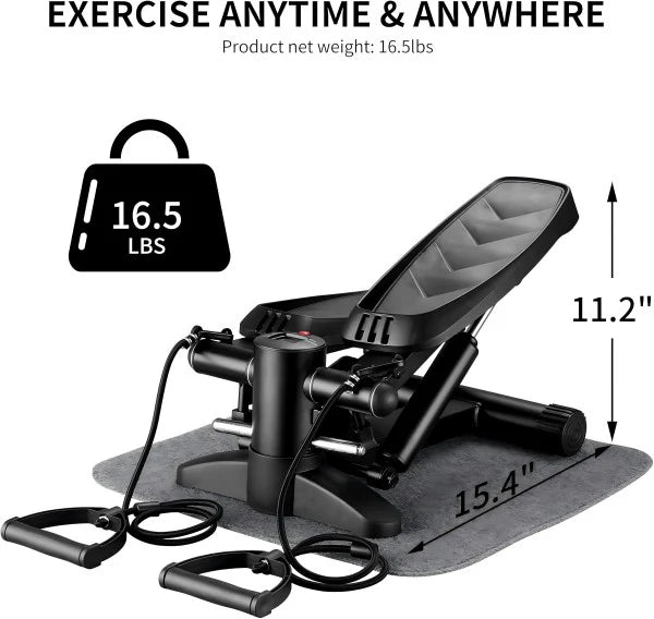 Mini Stepper with Resistance Bands - 330lb weight capacity