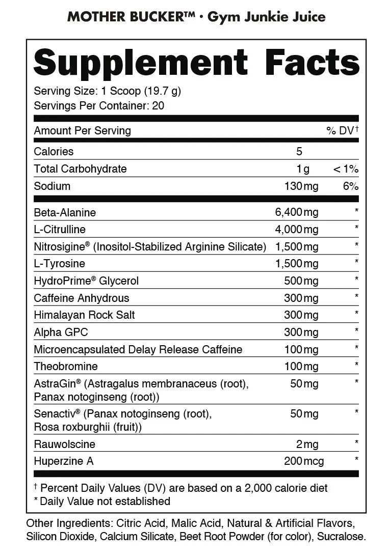 Mother Bucker Nootropic Pre-Workout - (20 Servings)
