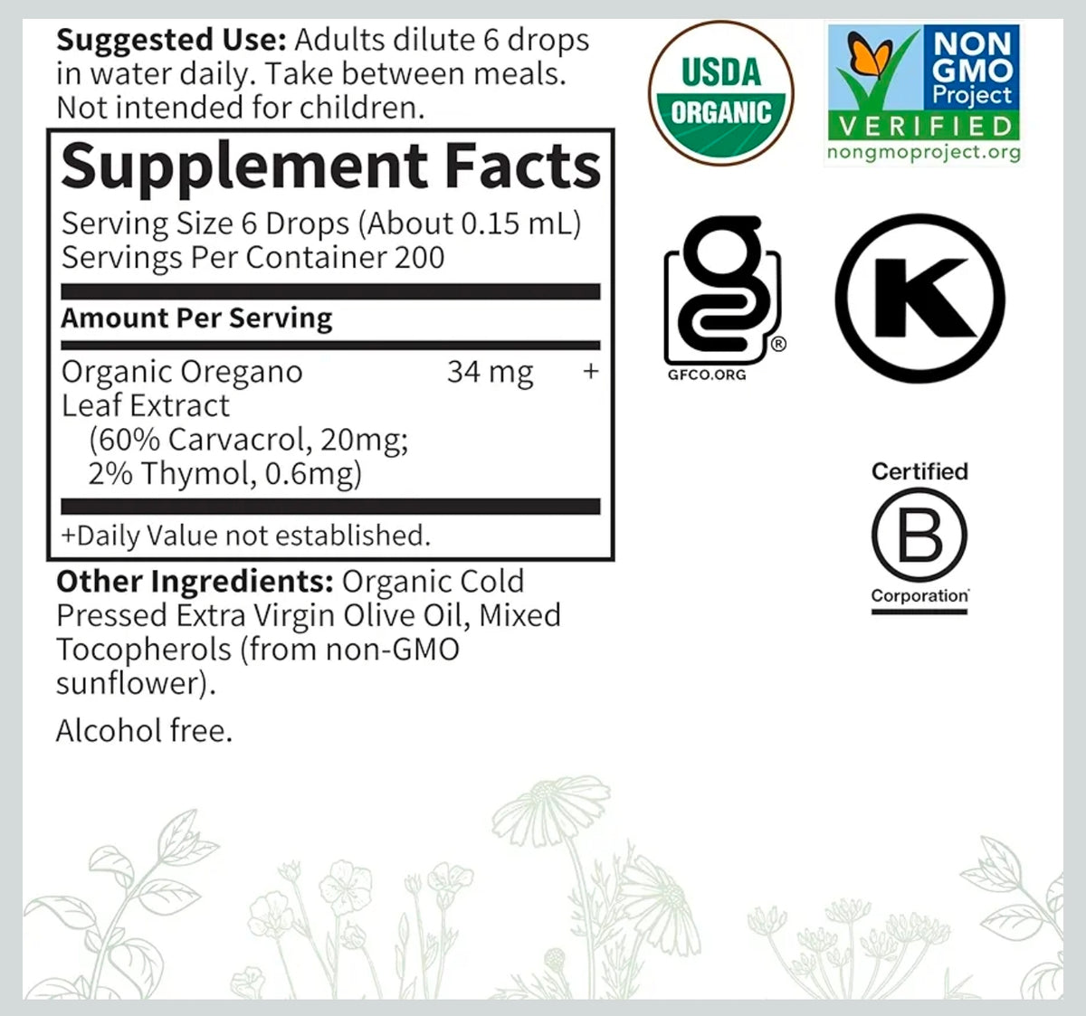 GOL  Organics Oil of Oregano 1oz