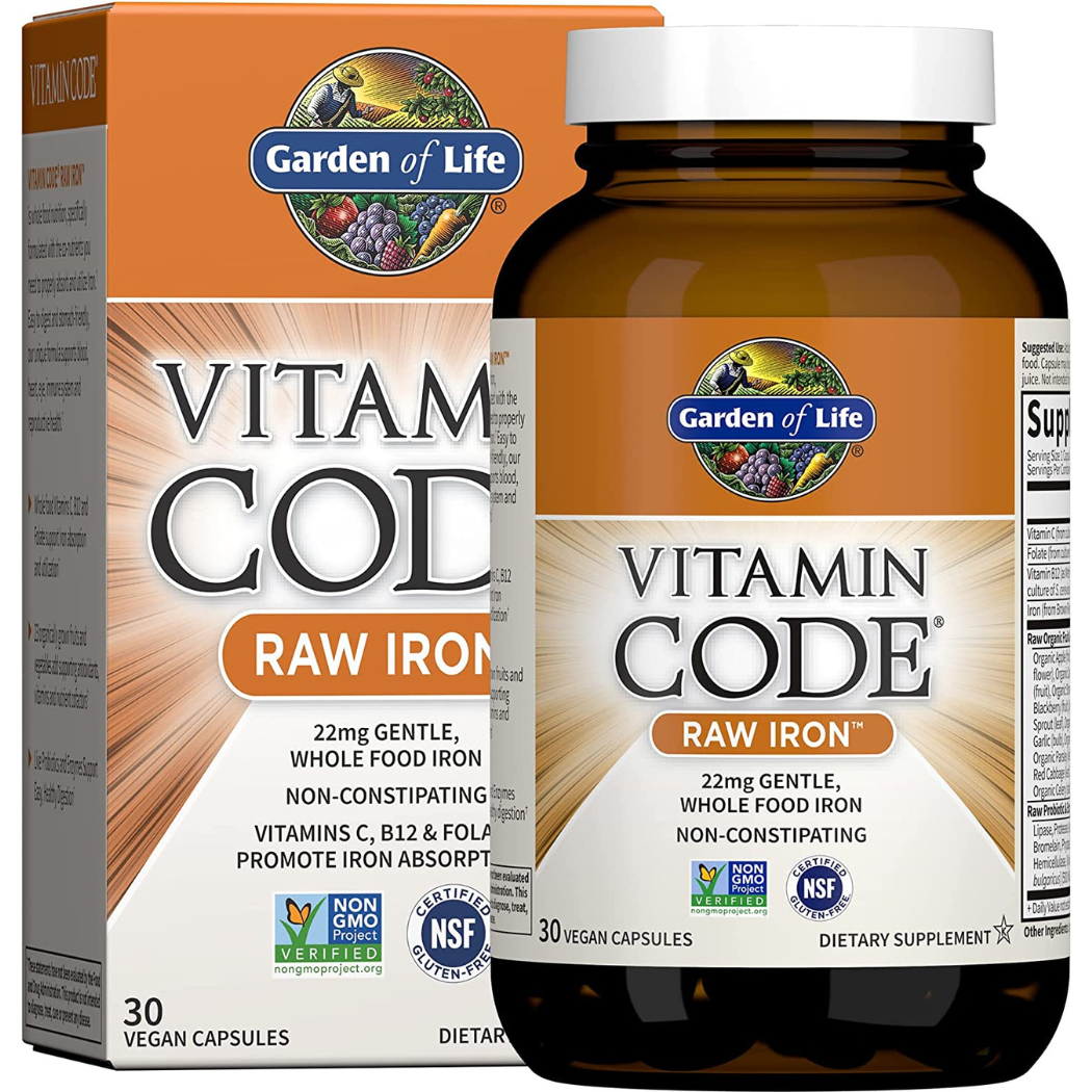 Garden of Life Vitamin Code Raw Iron Supplement || 30 Vegan Capsules