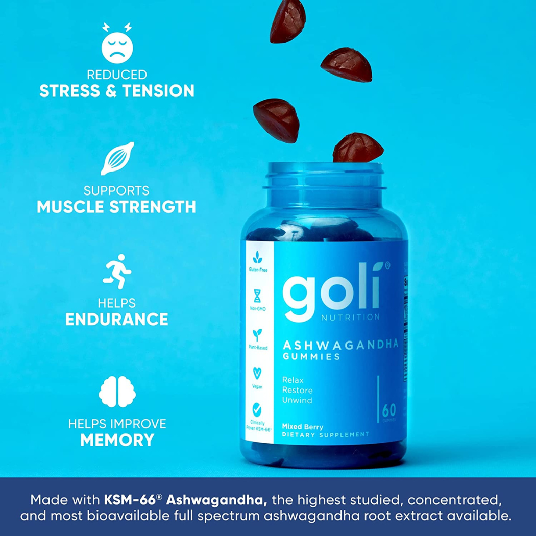 Goli Nutrition|| Ashwagandha Gummies||Mixed Berry|| 60count