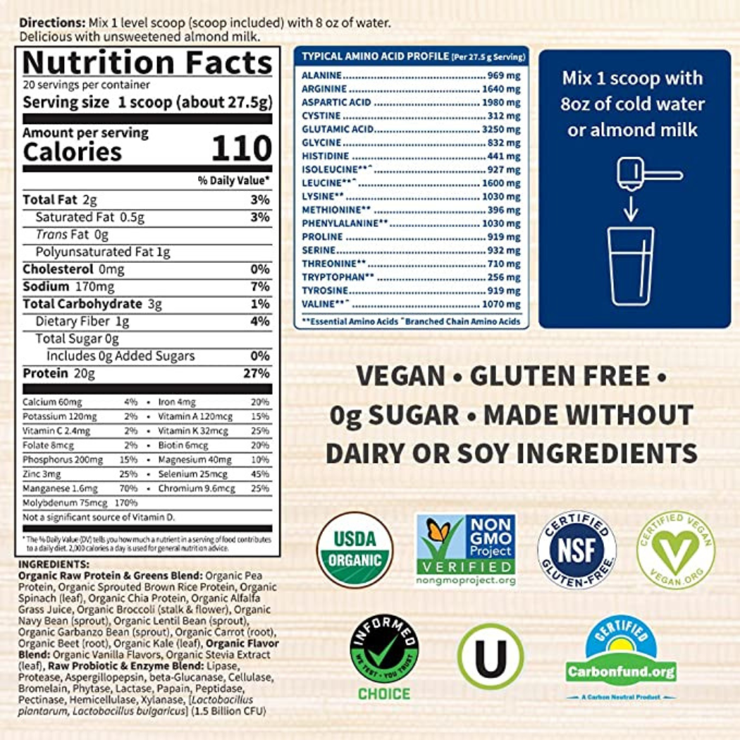 Garden of Life Raw Organic Protein & Greens Organic Plant Formula