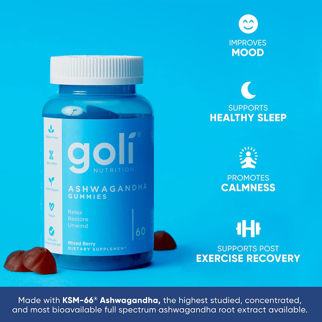 Goli Nutrition|| Ashwagandha Gummies||Mixed Berry|| 60count