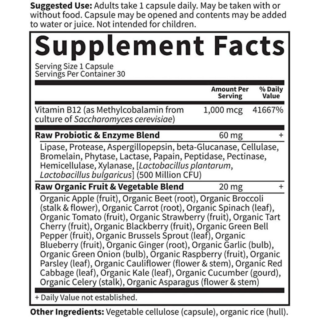 Garden of Life B12 - Vitamin Code Raw B-12 - 30 Capsules