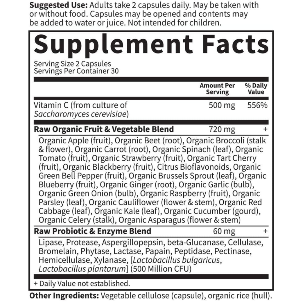 GOL Whole Food||Vitamin C Code Raw Capsules||500mg