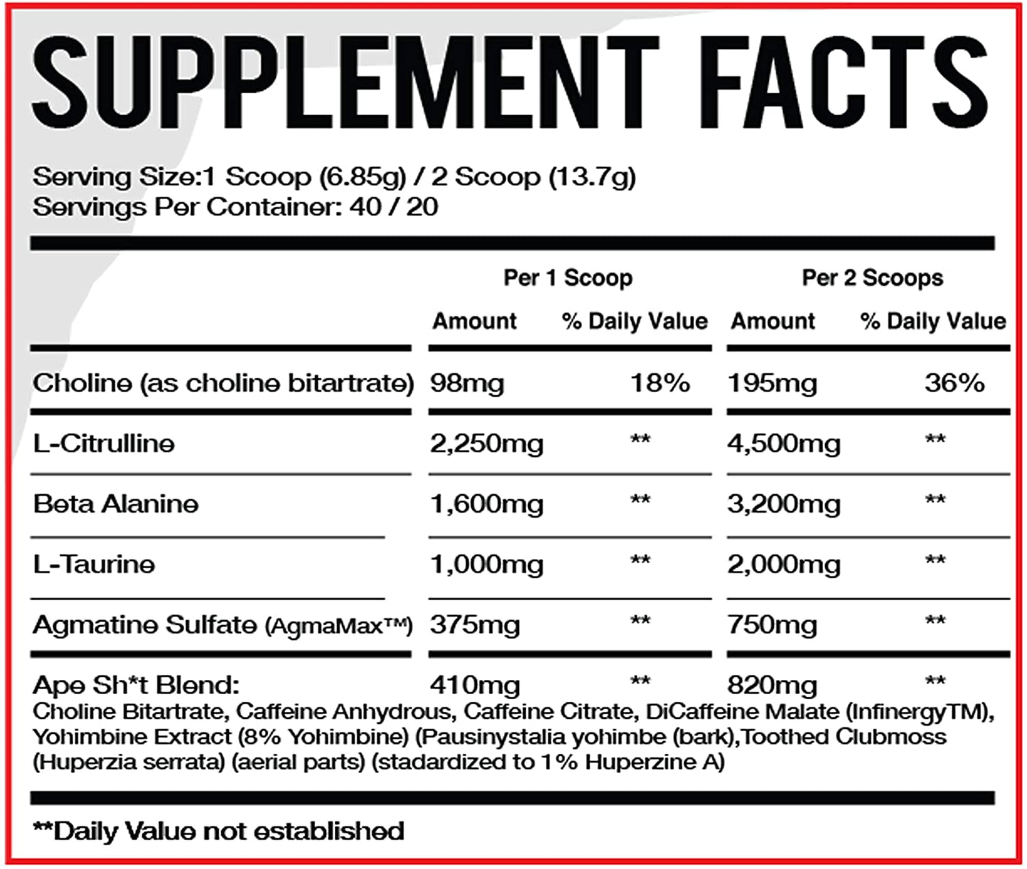 Untamed Labs ApeSh*t Preworkout 40/20 serving